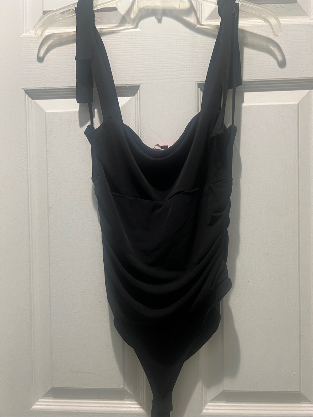 Guess Black Bodysuit with Red Logo Tag